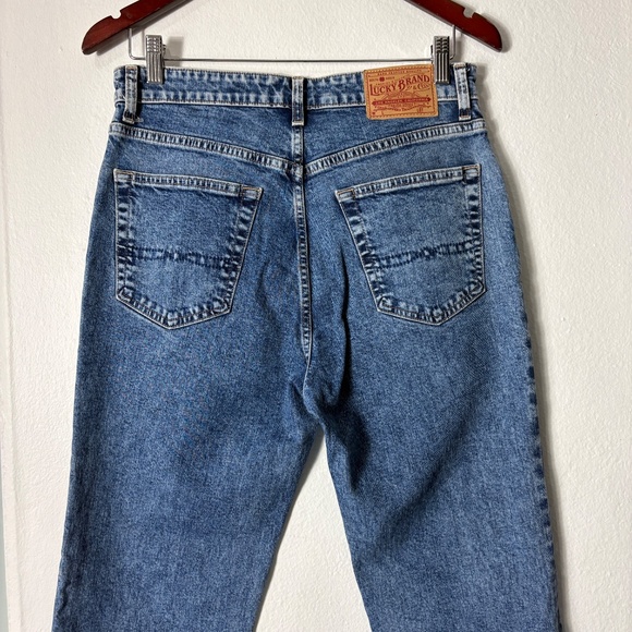 Lucky Brand Embroidered Jeans 8 High Rise Straight Crop Raw Hem Boho Aztec Geo - Picture 8 of 10